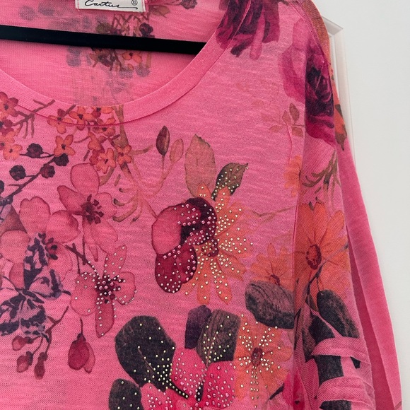 Cactus floral and sparkles midi length dress/tunic. Long sleeve. Fairy. Whimsy. - Picture 4 of 15